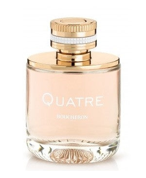 A bottle of Boucheron Quatre 100ml EDP perfume on a white background, available at Rio Perfumes.