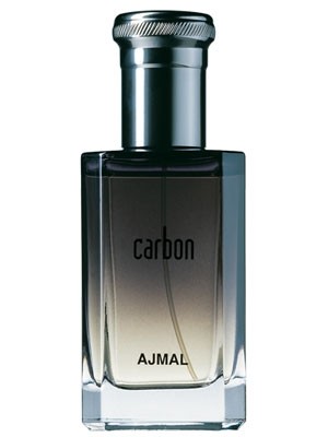A bottle of Ajmal Carbon 100ml Eau De Parfum from Rio Perfumes on a white background.