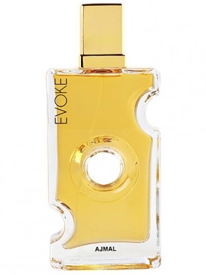 A bottle of Ajmal Evoke for Her 75ml Eau De Parfum on a white background, available at Rio Perfumes.