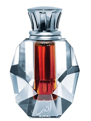 An Ajmal perfume bottle with Ajmal Dahn Al Oudh Atheer 3ml Eau De Parfum inside, available at Rio Perfumes.