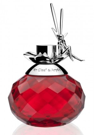Load image into Gallery viewer, A red Van Cleef &amp; Arpels Féerie Rubis 100ml Eau De Parfum bottle with a fairy on top, perfect for women seeking a fragrance that exudes elegance and allure, offering an irresistible aroma with its Eau De Parfum formulation.
