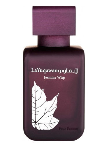 A purple bottle of Rasasi La Yuqawam Jasmine Wisp 75ml fragrance by Rasasi.