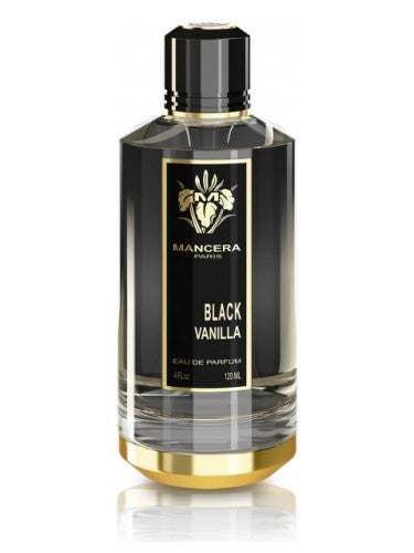 Load image into Gallery viewer, Mancera Black Vanilla 120ml Eau De Parfum, a unisex fragrance by Mancera, showcased in a bottle on a white background.
