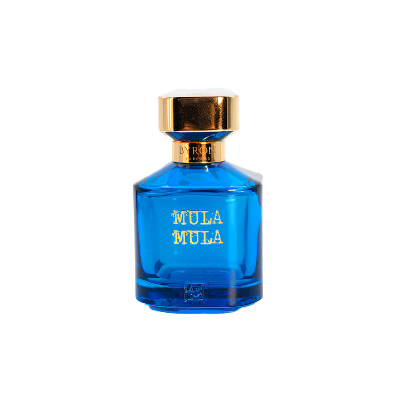 Load image into Gallery viewer, A bottle of Byron Parfums Mula Mula 75ml Extrait De Parfum Narcotic Collection, exuding a delightful fragrance, placed elegantly on a pristine white background.
