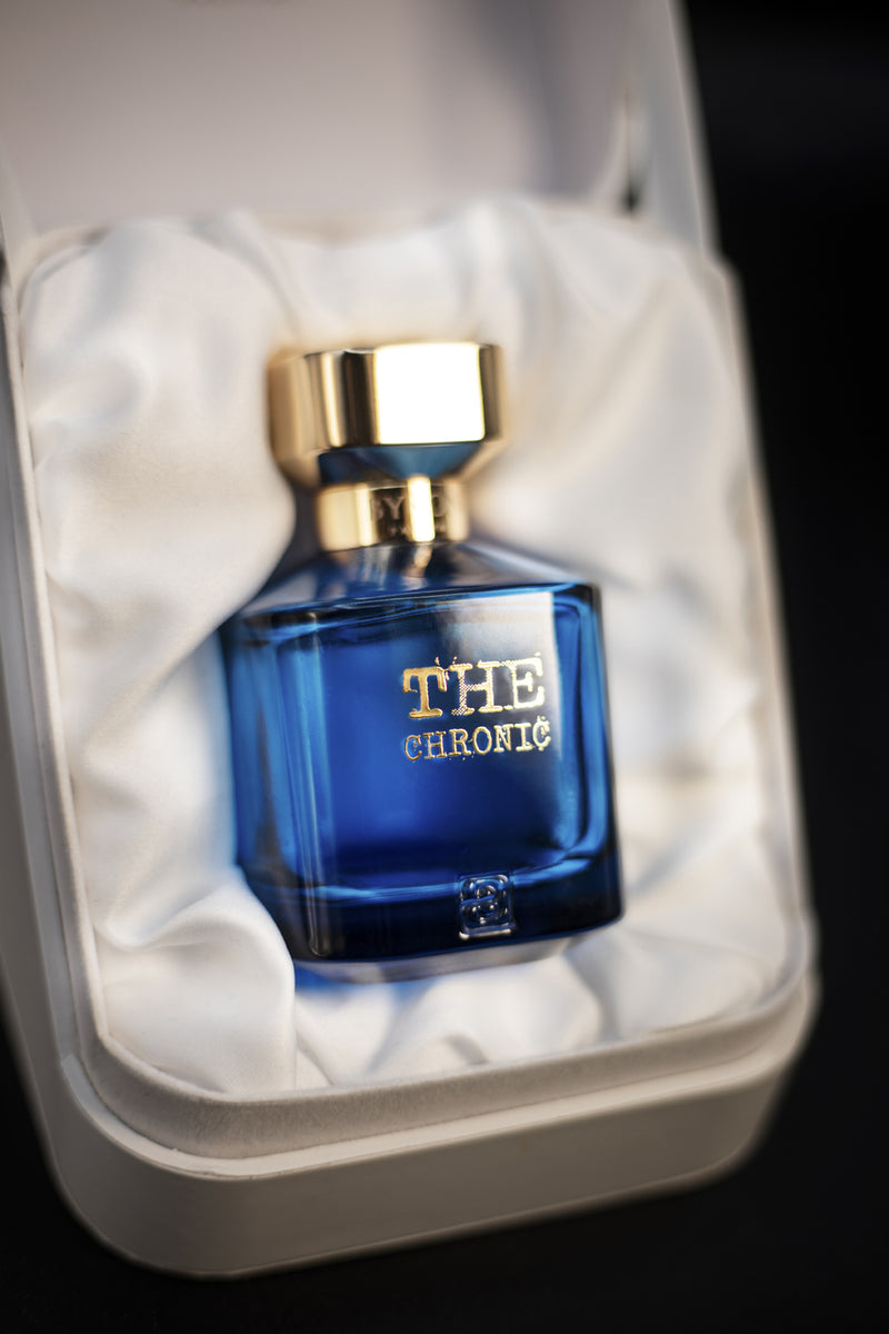 Load image into Gallery viewer, An Byron Parfums The Chronic Narcotic Collection 75ml Extrait De Parfum fragrance in a blue perfume bottle.
