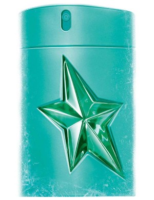 A Mugler Amen Kryptomint 100ml EDT Unboxed fragrance bottle with a star on it, featuring a refreshing peppermint scent.