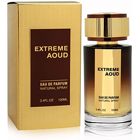 Fragrance World Extreme Aoud fragrance spray for men and women, available in a 100ml Eau De Parfum bottle.