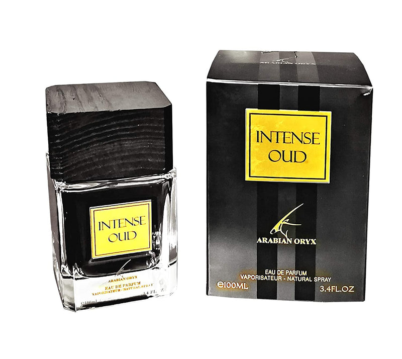 Load image into Gallery viewer, A bottle of Paris Corner Intense Oud cologne next to a box.
