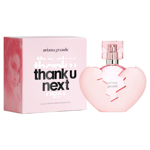 A fragrance bottle of Ariana Grande Thank U, Next by Ariana Grande for women.