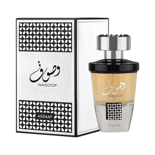 A bottle of Asdaaf perfume for women with a box next to it.