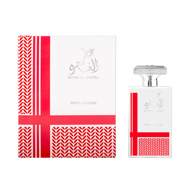 Load image into Gallery viewer, A bottle of Swiss Arabian Attar Al Ghutra 100ml Eau De Parfum ATTAR GHUTRA fragrance next to a box.
