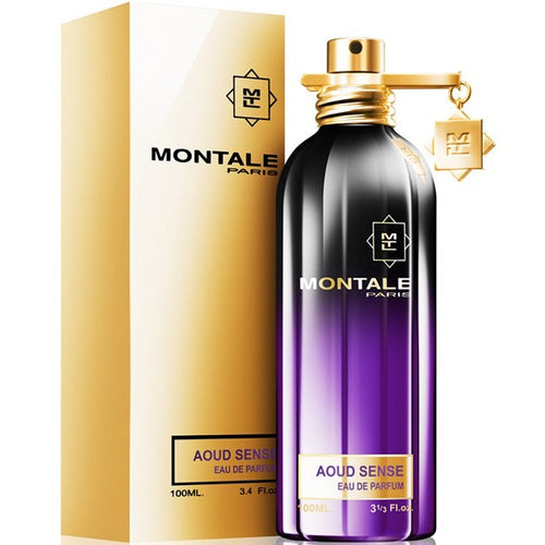 A bottle of Montale Paris fragrance, the Montale Aoud Sense 100ml Eau De Parfum featuring the unique Aoud Sense.