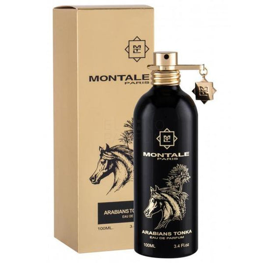 A fragrance bottle with a horse on it, Montale Paris Arabians Tonka 100ml Eau De Parfum by Mancera.