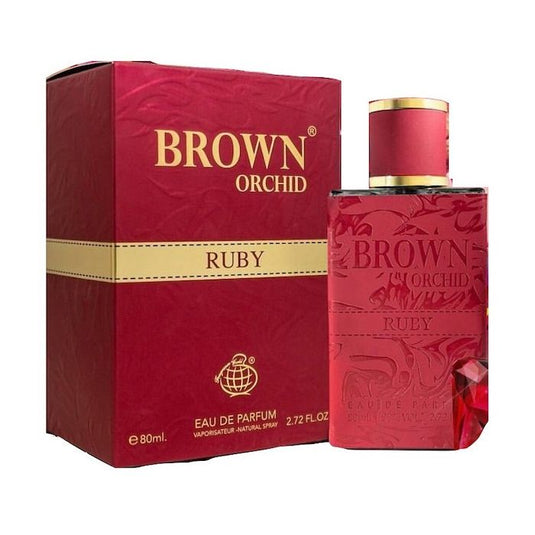 Fragrance World Brown Orchid Ruby is a unisex fragrance available in 100ml.