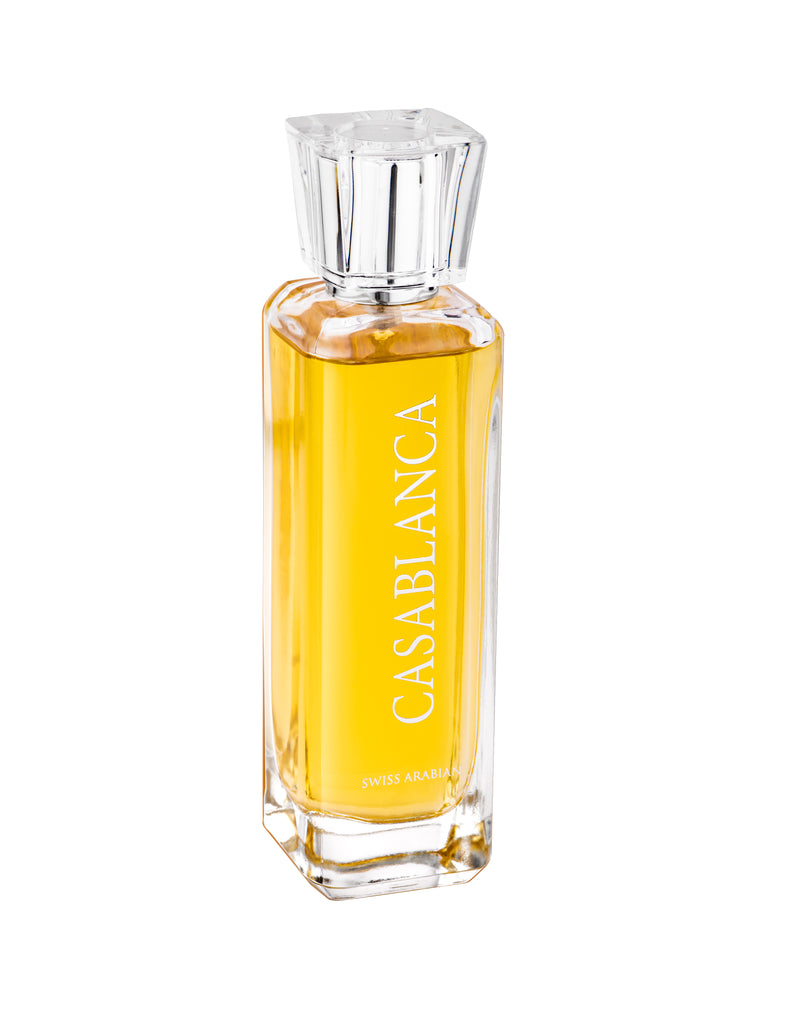 Load image into Gallery viewer, A bottle of Swiss Arabian Casablanca 100ml Eau De Parfum on a white background.
