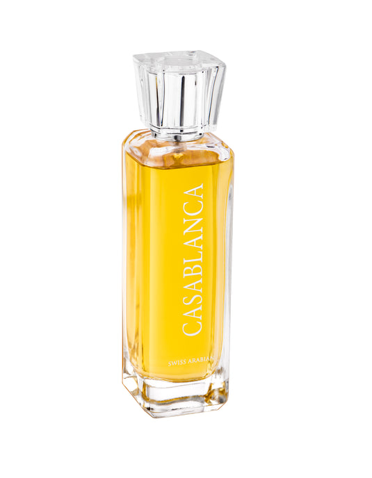 A bottle of Swiss Arabian Casablanca 100ml Eau De Parfum on a white background.