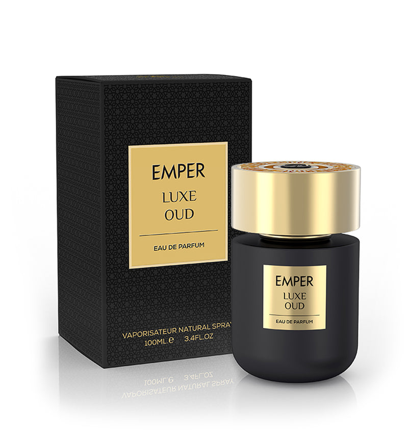 Load image into Gallery viewer, Emper Luxe Oud 100ml Eau de Parfum by Dubai Perfumes is an Arabian fragrance infused with the rich and captivating scent of oud.
