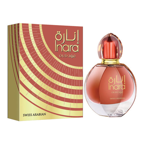 A box containing Swiss Arabian Inara Oud 55ml, a women's edp perfume with a captivating fragrance.