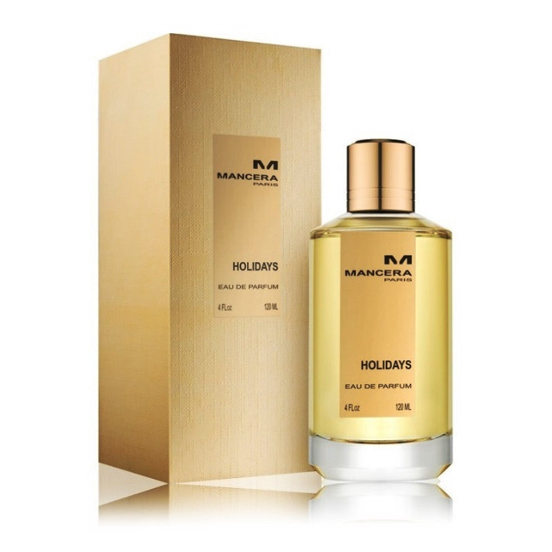 Load image into Gallery viewer, A bottle of Mancera Holidays 120ml Eau De Parfum in front of a box.
