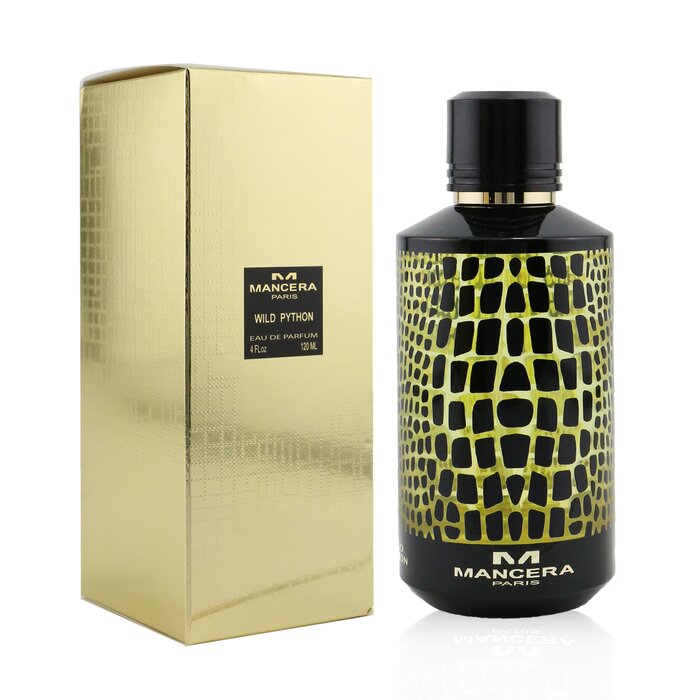 Load image into Gallery viewer, A bottle of Mancera Wild Python 120ml Eau De Parfum by Mancera next to a box.
