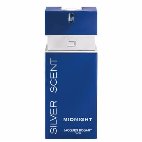 A men's fragrance, Jacques Bogart Silver Scent Midnight 100ml Eau De Toilette, in the form of a bottle.