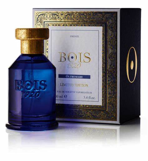 Bois 1920 Oltremare 100ml Eau De Parfum, a fragrance for men & women, displayed in front of a blue box.