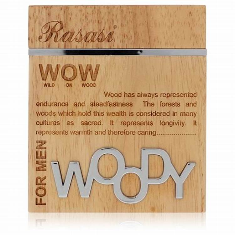 Load image into Gallery viewer, A Rasasi Woody Wow for Men 60ml Eau De Parfum box with the word &quot;wow&quot; on it.
