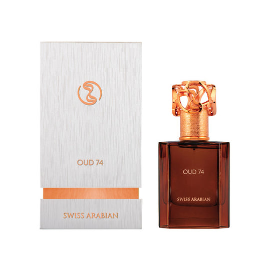 A bottle of Swiss Arabian Oud 74 50ml Eau De Parfum by Swiss Arabian.
