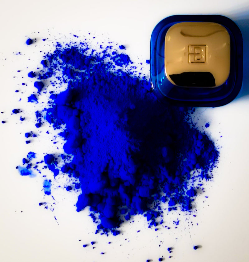 Load image into Gallery viewer, Byron Parfums Mula Mula 75ml Extrait De Parfum Narcotic Collection blue eyeshadow with a hint of fragrance.
