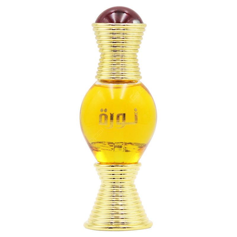 Load image into Gallery viewer, A bottle of Swiss Arabian Noora 20ml Concentrated Oil with a gold lid, suitable for men &amp; women.

