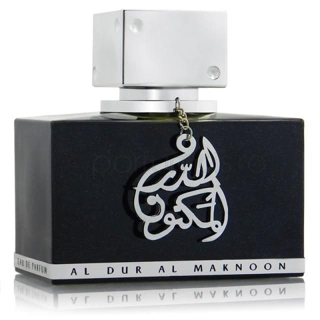 Load image into Gallery viewer, A bottle of Lattafa Al Dur Al Maknoon 100ml Eau De Parfum by Lattafa Perfumes, featuring a leather fragrance.
