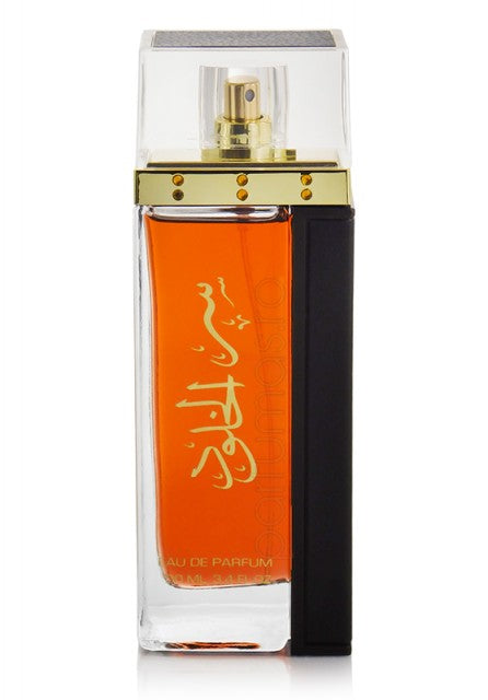 Load image into Gallery viewer, A Lattafa Ser Al Khulood 100ml Eau de Parfum bottle suitable for both men and women.
