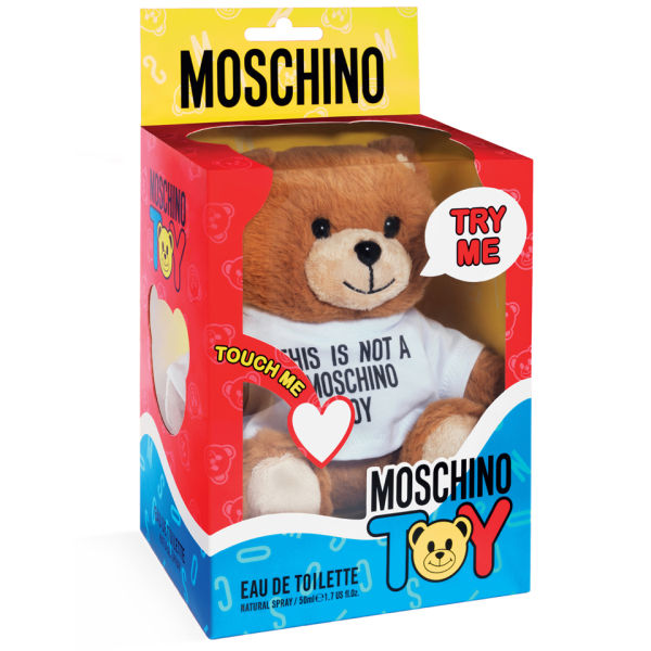 Load image into Gallery viewer, Moschino Toy Unisex Bear 50ml Eau De Toilette in a box wearing a t-shirt with Moschino Toy logo.
