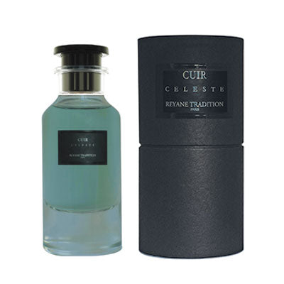 Reyane Tradition Cuir Celeste 85ml EDP, infused with the refreshing essence of bergamote, citron, and mandarine.