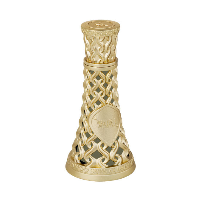 Load image into Gallery viewer, An ornate Swiss Arabian Wafaa 50ml Eau De Parfum perfume bottle on a white background.
