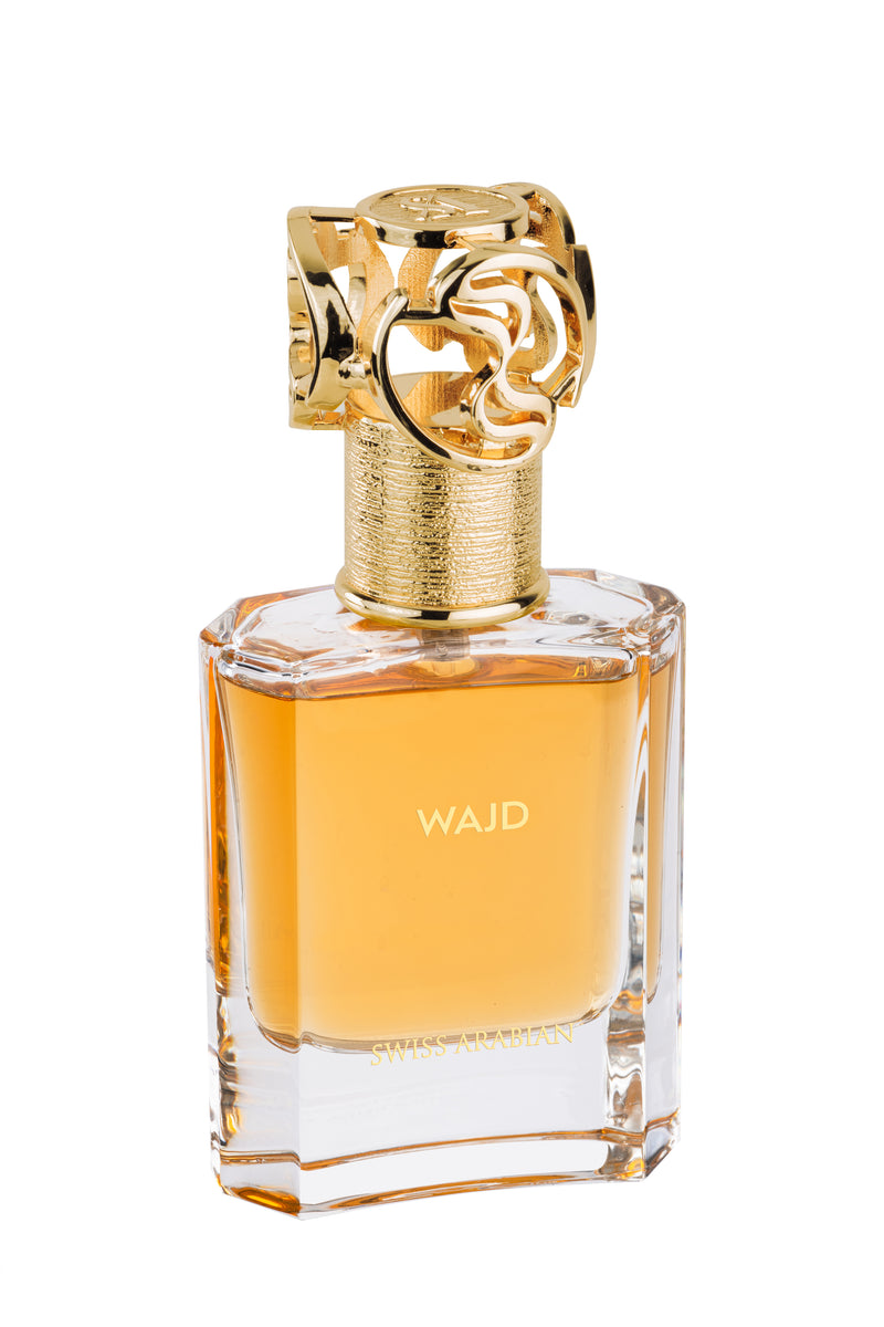Load image into Gallery viewer, A bottle of Swiss Arabian Wajd 50ml Eau De Parfum by Swiss Arabian on a white background.

