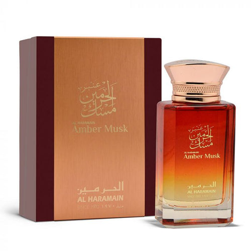 Al Haramain Amber Musk 100ml Eau De Parfum in a elegantly packaged box.