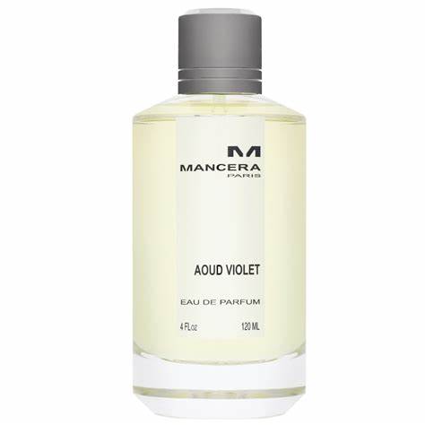 A 120ml bottle of Mancera Aoud Violet Eau De Parfum by Rio Perfumes on a white background.