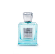 A square blue perfume bottle with a silver cap, labeled “Bella Bellissima Perfect Man Alternative” by Bella Bellissima, is displayed against a white background, capturing the fresh and invigorating spirit of an Aromatic Aquatic fragrance.