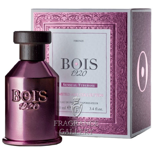 A bottle of Bois 1920 perfume in front of a box.