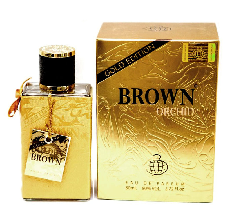 Load image into Gallery viewer, This Fragrance World Brown Orchid Gold Edition 80ml Eau de Parfum is a captivating fragrance offered in a 100 ml bottle.
