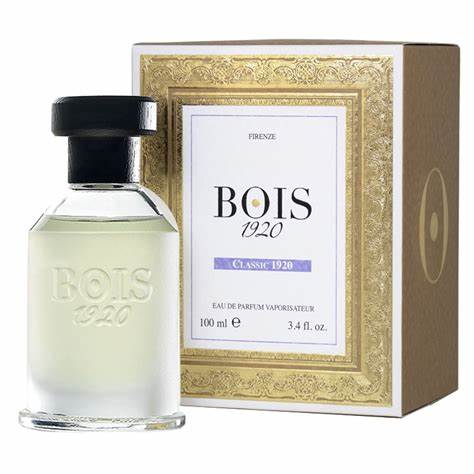 A bottle of Bois 1920 Classic 1920 100ml Eau De Toilette cologne in front of a box of fragrance.