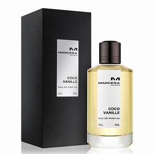 Load image into Gallery viewer, A bottle of Mancera Coco Vanille 120ml Eau De Parfum with a box in front of it.

