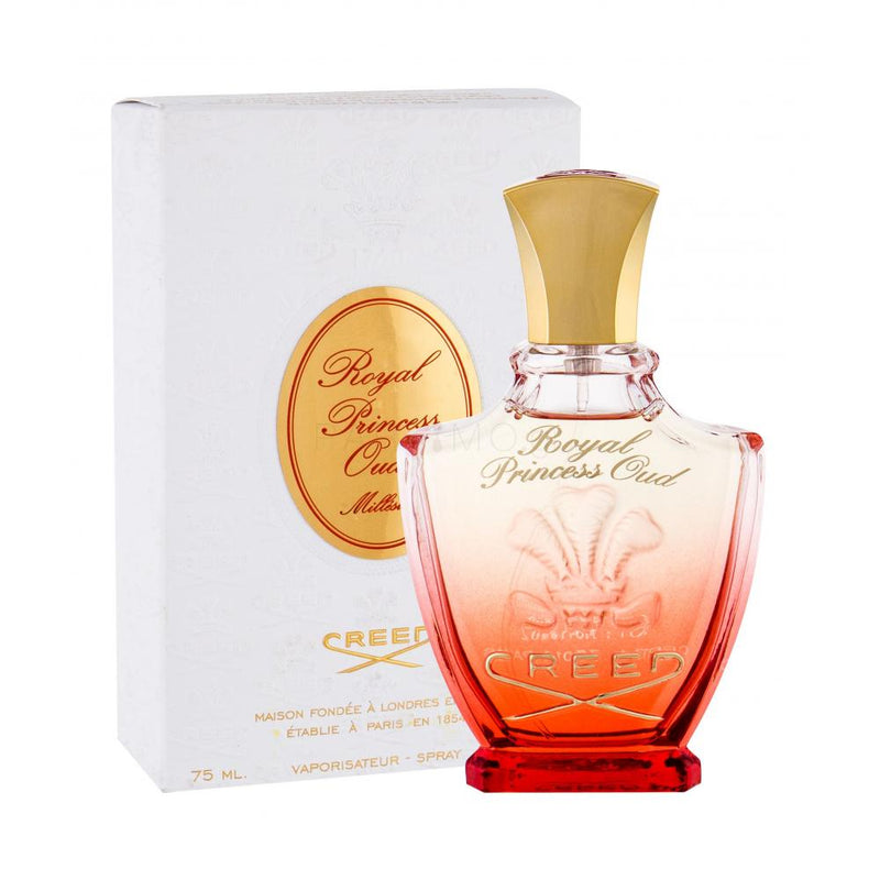 Load image into Gallery viewer, A bottle of Creed Royal Princess Oud 75ml Eau De Parfum from Rio Perfumes in front of a box.
