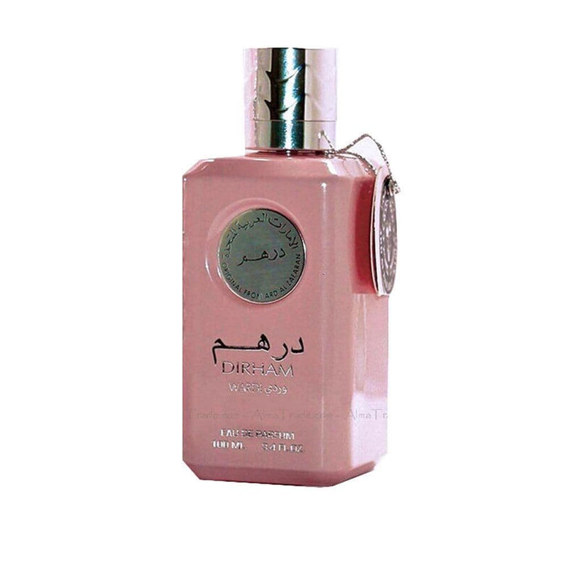 Load image into Gallery viewer, A bottle of Ard Al Zaafaran Dirham Wardi 100ml Eau De Parfum with a women&#39;s fragrance on a white background.
