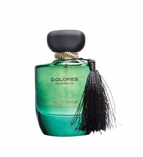 Load image into Gallery viewer, A bottle of Fragrance World Dolores Pour Femme 100ml Eau de Parfum with a black tassel.
