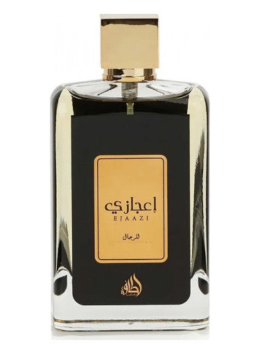 Load image into Gallery viewer, A unisex fragrance, Lattafa Ejaazi 100ml Eau de Parfum, with a gold label.
