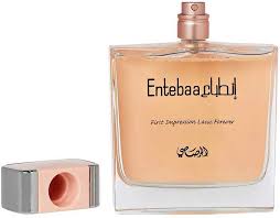 A bottle of Rasasi Entebaa 100ml Eau De Parfum by vendor-unknown with a Rio Perfumes box next to it.