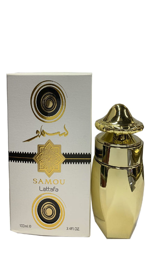 Lattafa Samou 100ml Eau de Parfum is a delightful fragrance infused in a 100 ml bottle. The Lattafa Samou scent captures the essence of elegance and charm