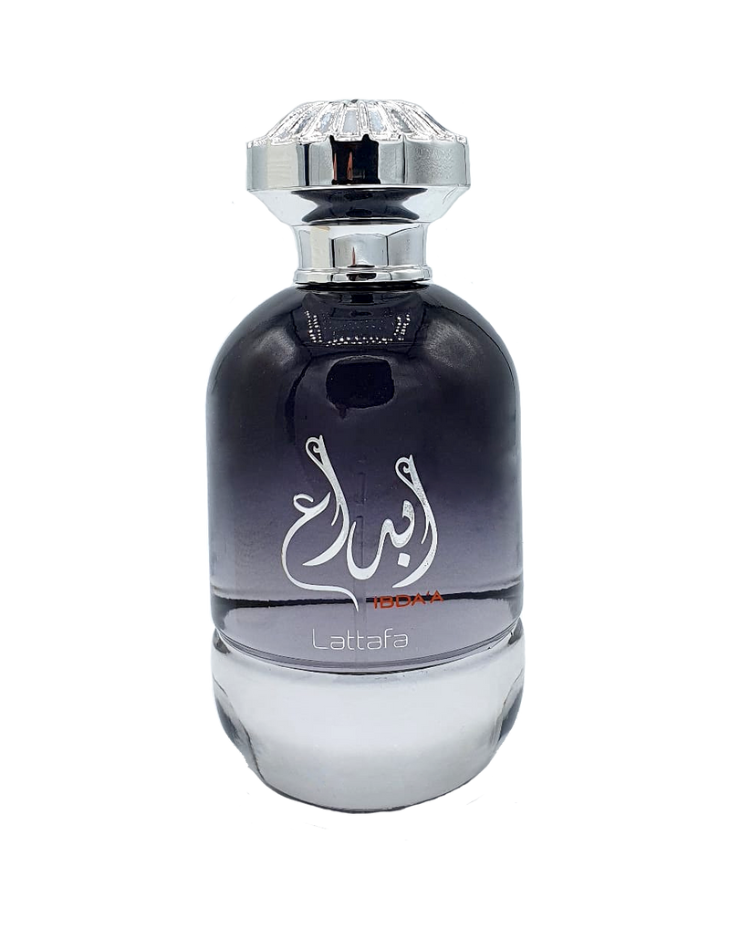 Load image into Gallery viewer, An exquisite bottle of Lattafa Ibda&#39;a 100ml Eau De Parfum with arabic writing and captivating fragrance by Lattafa.
